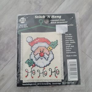 Needle Magic Stitch 'N Hang Cross Stitch Ornament Kit HO HO HO Santa 3923